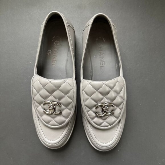 Turnlock Chanel Loafer in Grey - Picture 1 of 7